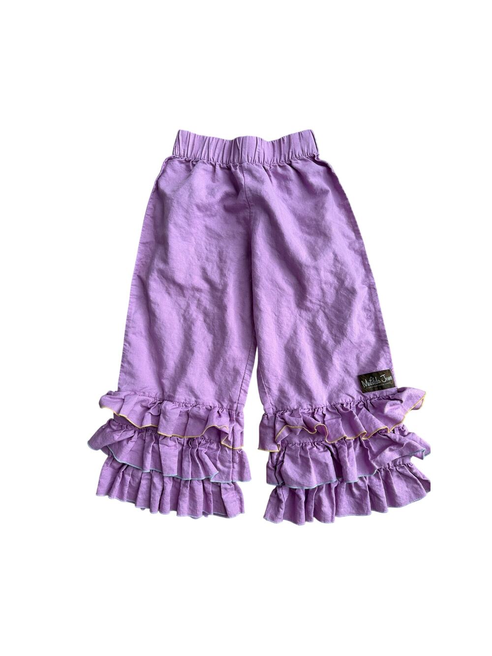 Girls size 12 Matilda Jane Linen Blend Lavender Ruffle Pants
